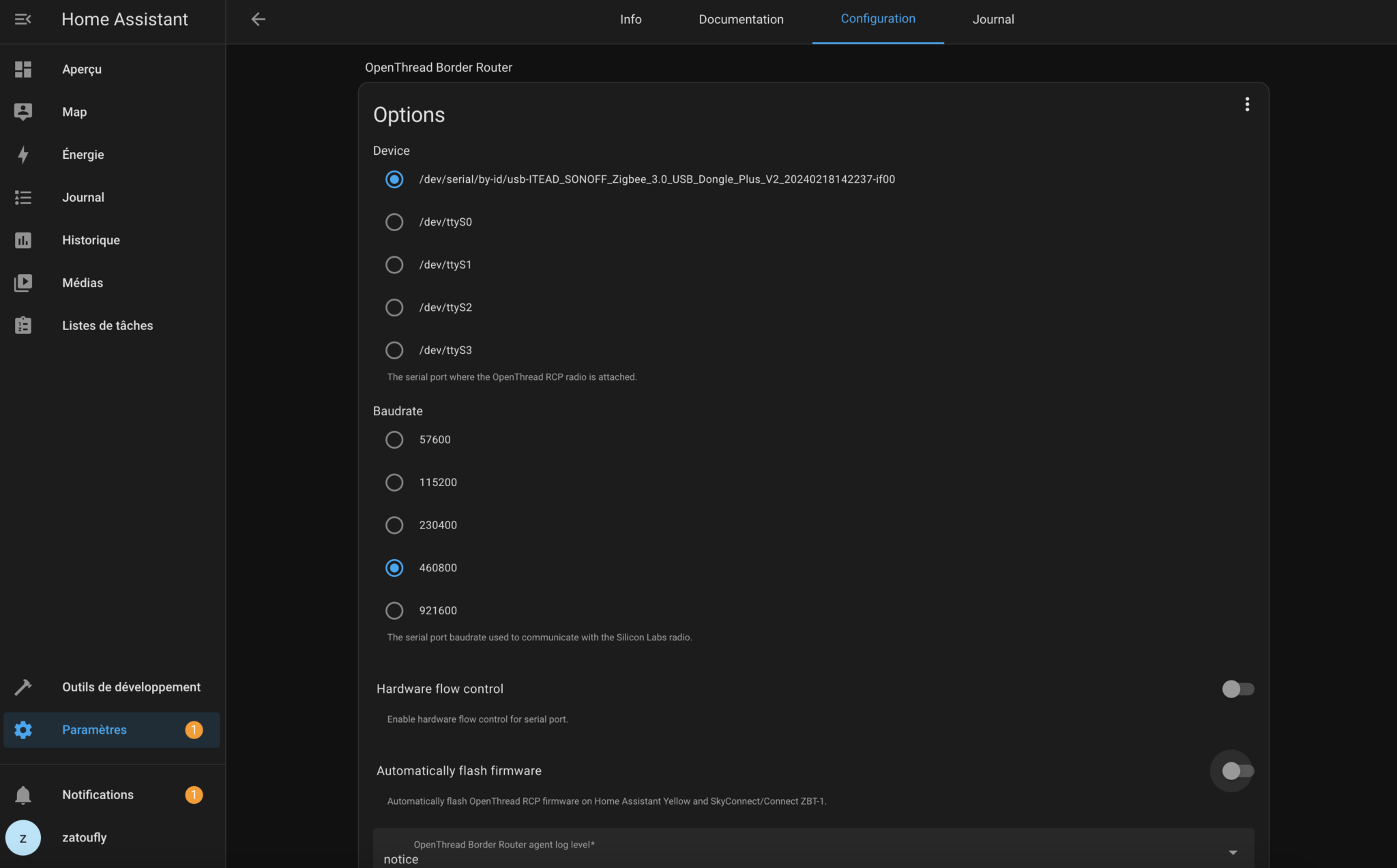 Installer Open Thread et Matter sur Home Assistant (Sonoff Dongle-E)