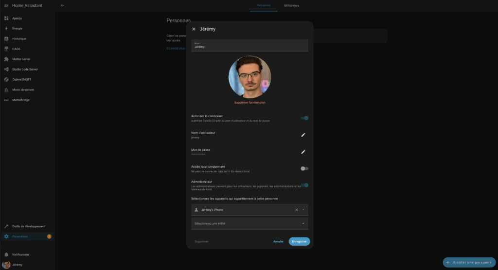 Home Assistant geolocalisation Personne
