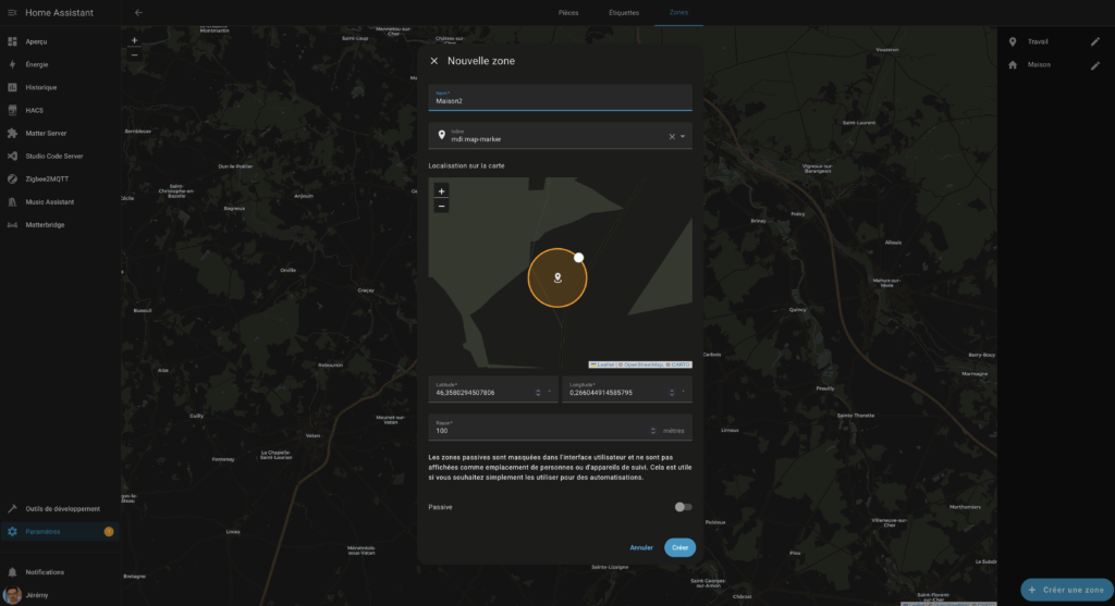 Home Assistant geolocalisation Zones